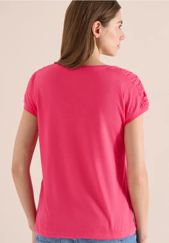 Shirt met korte mouwen en rimpels
