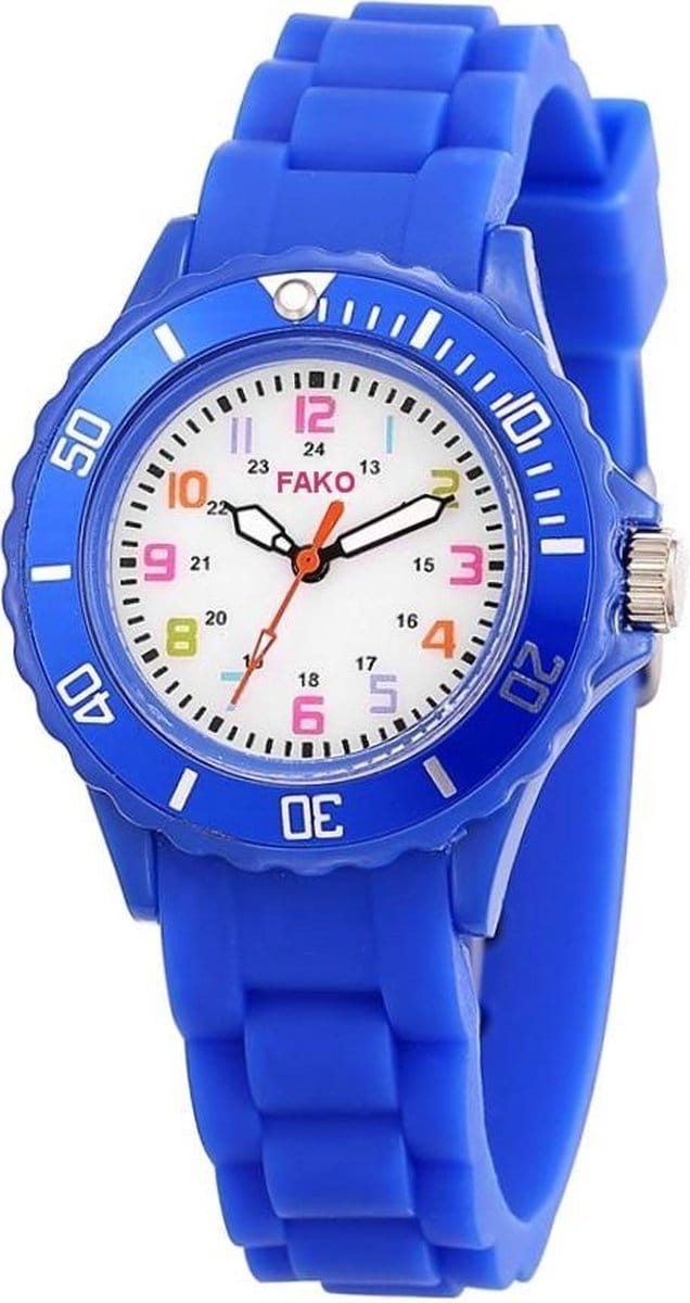 Fako® - Kinderhorloge - Siliconen - Regenboog - Donkerblauw