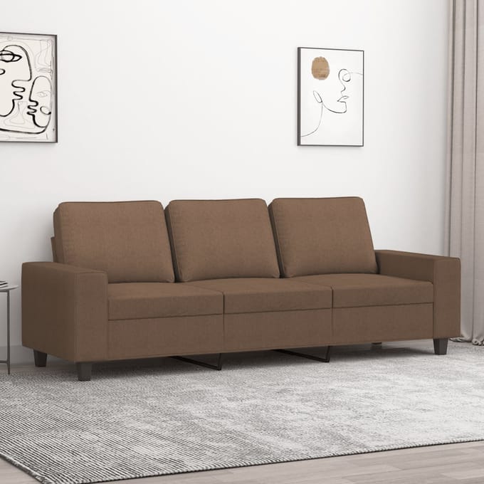 Vidaxl Bank 3-persoons, Bruin, 180 Cm, Bekleed met Stof