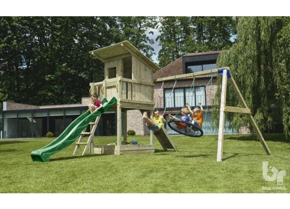 Bluerabbit 2.0 Rabbit 2.0 Schommel met speeltoren en glijbaan Beach Hut groen Schommels Schommels