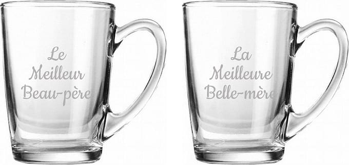 Theeglas gegraveerd - 32cl - Le Meilleur Beau-père & La Meilleure Belle-mère
