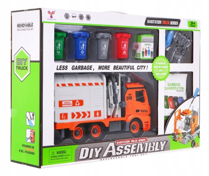 Interactieve Vuilniswagen Speelgoed met 4 Containers & Kaarten