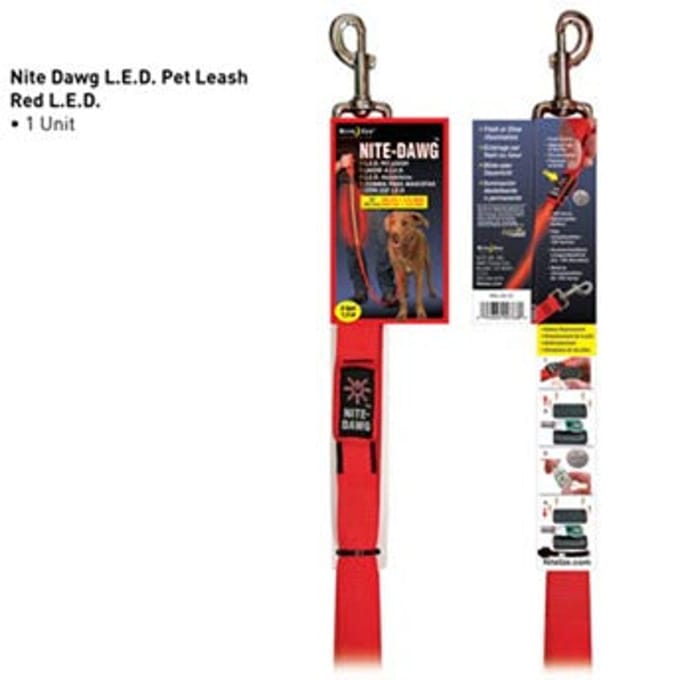 Nite Ize NiteDawg Lichtgevende LED Looplijn - Hondenriem - Rood - 1,5m