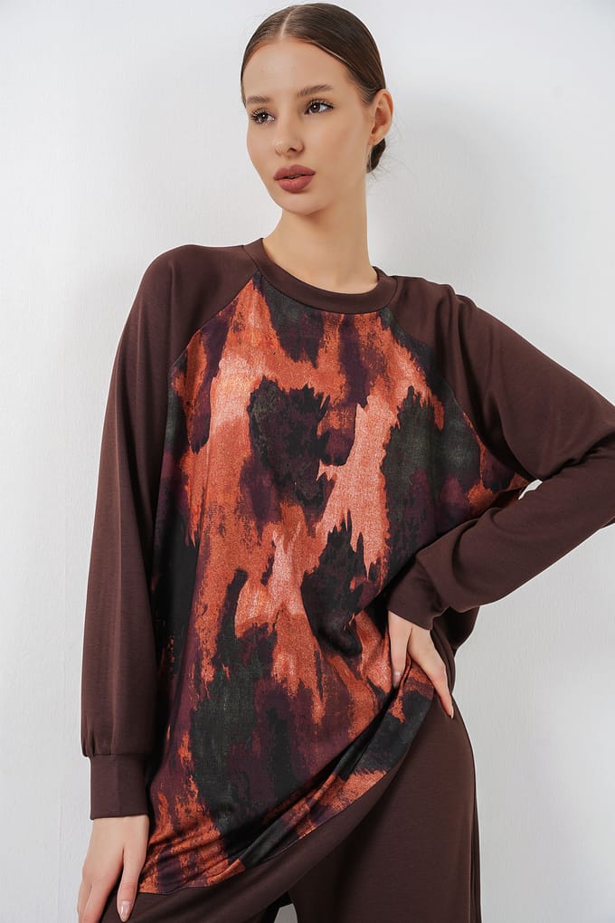 Oversized Abstract Print Coltrui & Broek Set