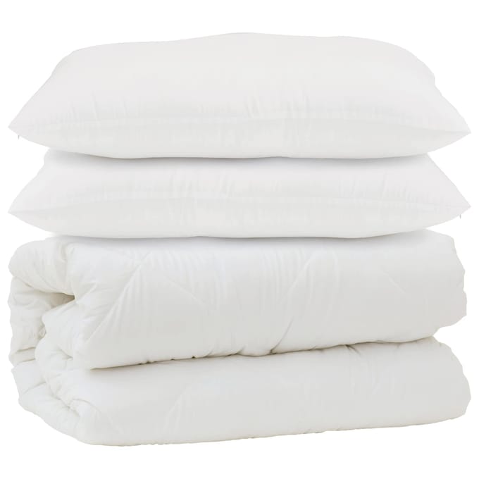 vidaXL - Dekbed - met - kussen - 3 - st - Wit - Microvezel