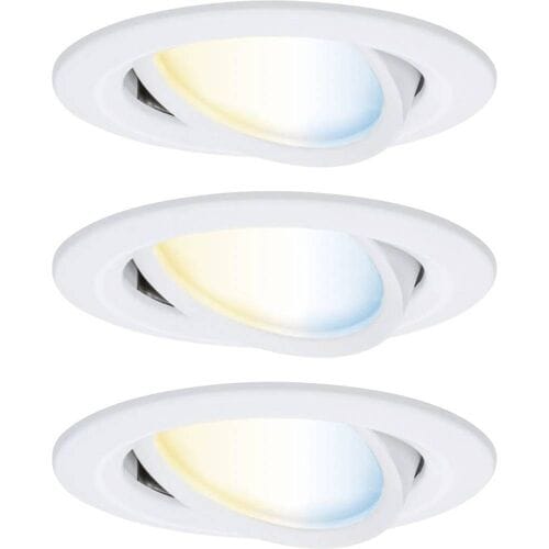 LED-inbouwlamp Nova Coin rond 84 mm 50° Tunable White 3x6W 3x500lm 230V Wit mat Aluminium