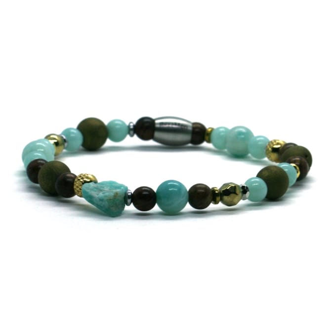 Heren armband amazoniet - goud RVS - IbizaMen