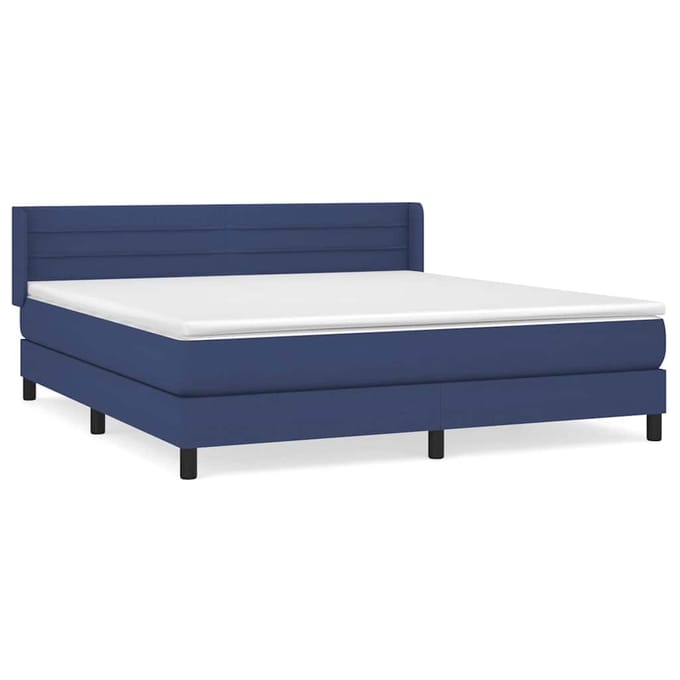 vidaXL - Boxspring - met - matras - stof - blauw - 180x200 - cm