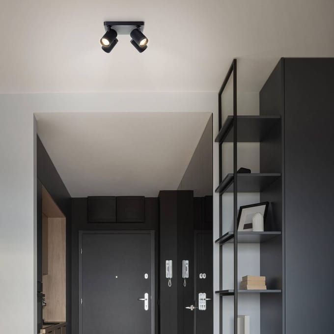 Brilliant Plafondspot Marty, lengte 22 cm, zandzwart, 4-lamps.