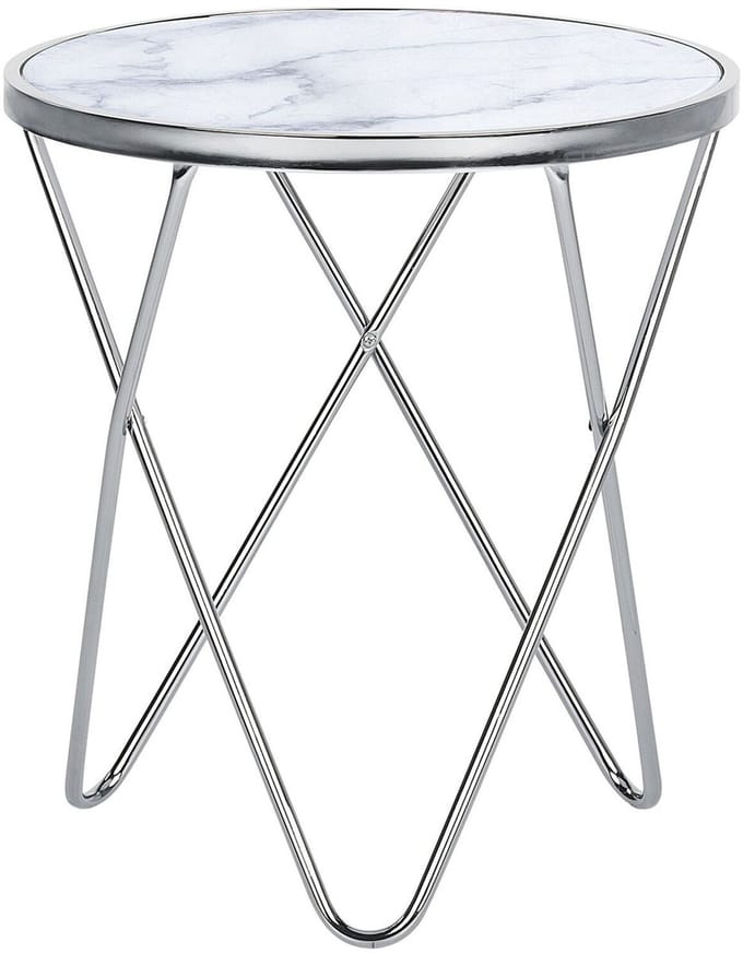 MERIDIAN - Bijzettafel - Wit/Zilver - Veiligheidsglas