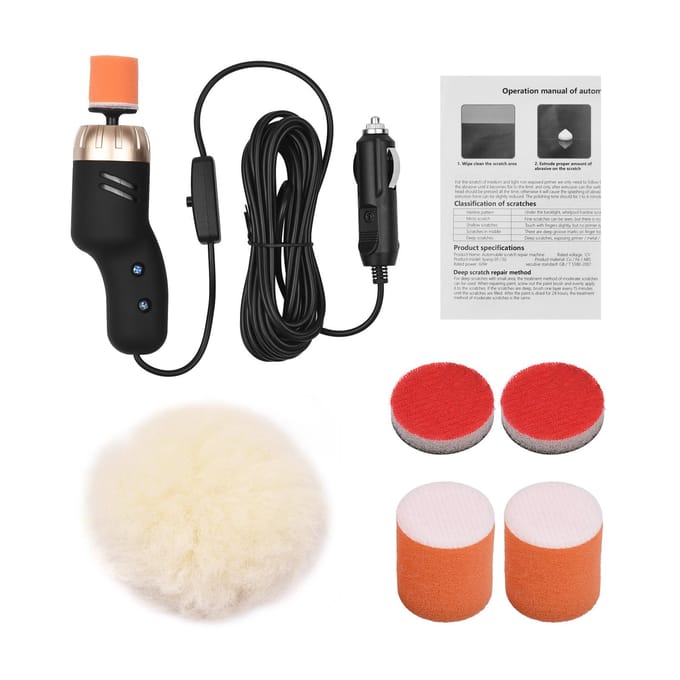 Mini Auto Polijstmachine 12V Compacte Handheld Polijstmachine Detail Krassen Killer Zakformaat Auto zwart