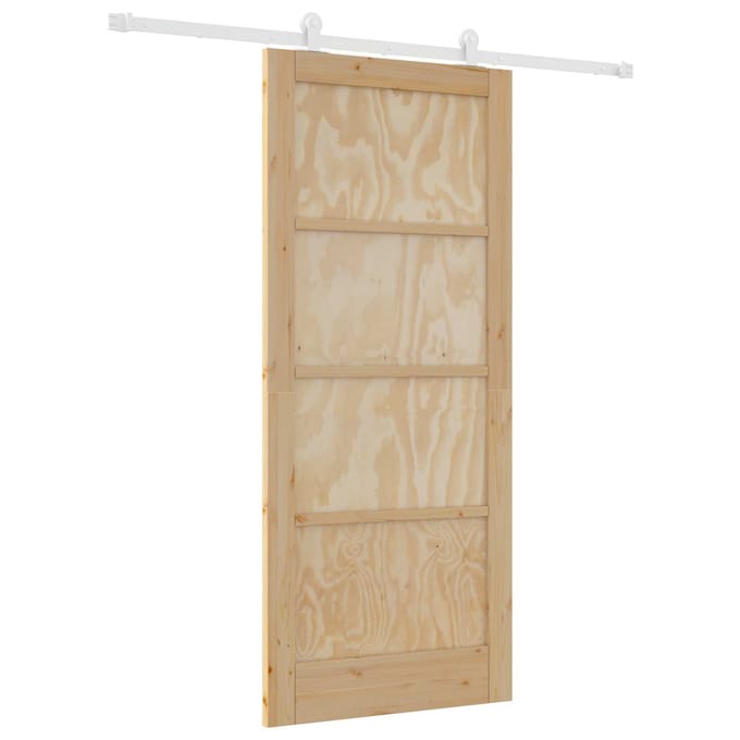 vidaXL - Schuifdeur - Natuurlijk - en - Wit - 86 - x - 198,5 - cm - Massief - grenenhout