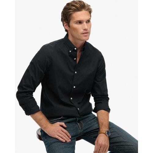 Superdry Essentials Tailored Lite Overhemd Black Grootte: L