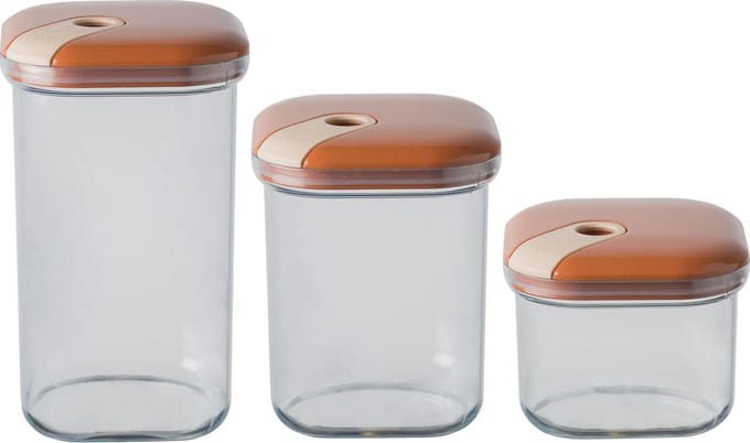 Omada - Pull Box Voorraadpot Set van 3 Stuks Assorti - Polypropyleen - Transparant
