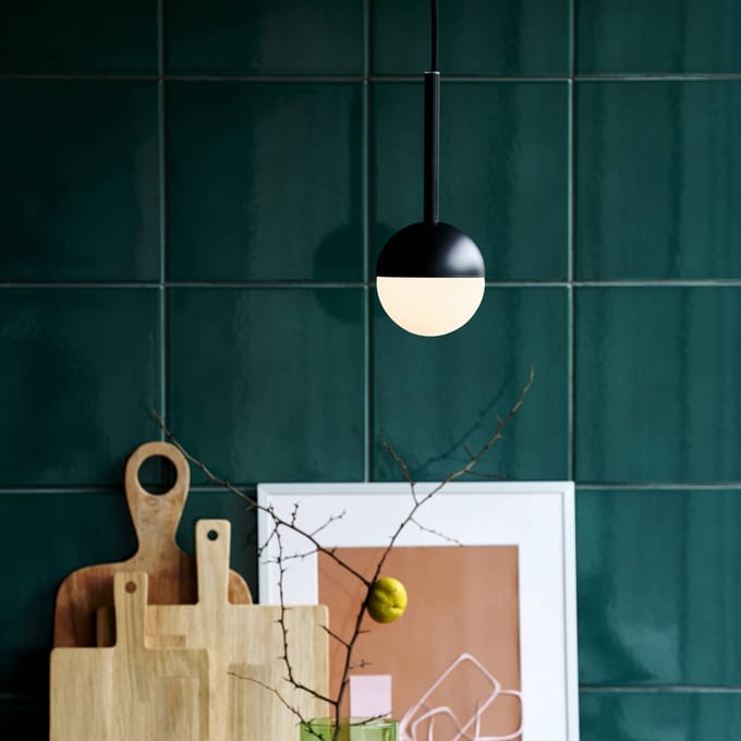 Nordlux Hanglamp Contina van glas, 1-lamp, zwart