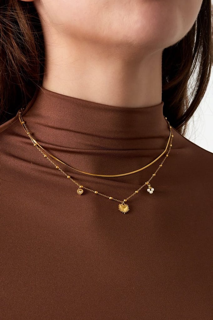 dubbele ketting met hart bedel