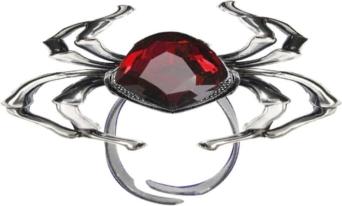 Fiestas Guirca - Ring spin met rode steen - Halloween - Halloween accessoires - Halloween verkleden