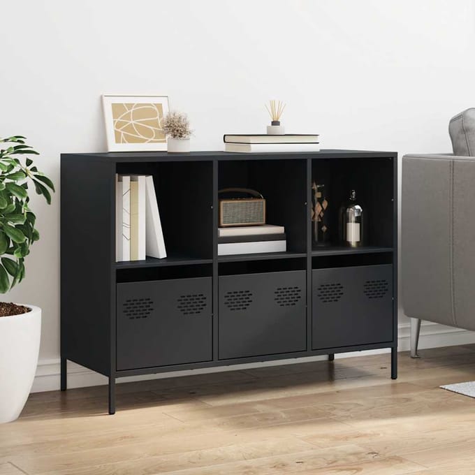 vidaXL - Dressoir - 101,5x39x73,5 - cm - koudgewalst - staal - zwart