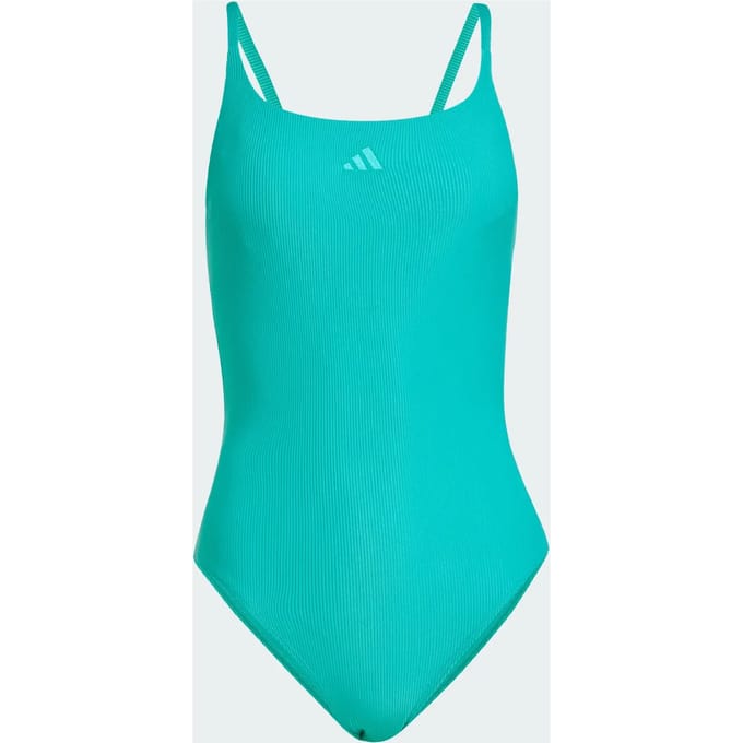 adidas Sportswear Iconisea Geribbeld Badpak met Cups en Dunne Bandjes - Dames - Groen