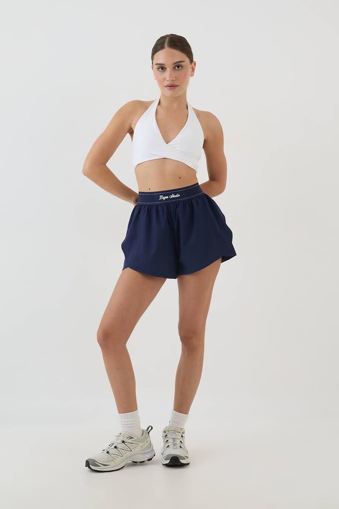 Dames Dsgn Studio Short Met Elastische Taille En Losse Pasvorm Van Geweven Stof | Navy | Maat: 3XL