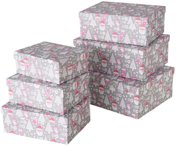 Set van 6 geneste dozen Hohoho kerst cadeauverpakking
