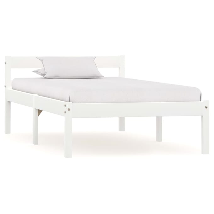 vidaXL - Bedframe - massief - grenenhout - wit - 90x200 - cm