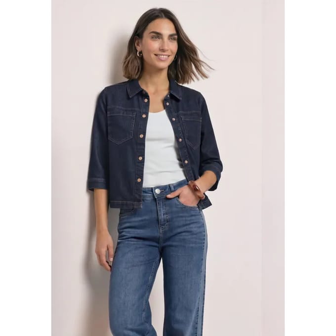 Denim overhemd in rinsed-look