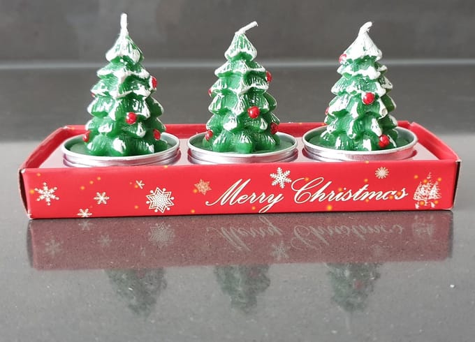 Kerst Kaars - Kerstboom - 3 Stuks