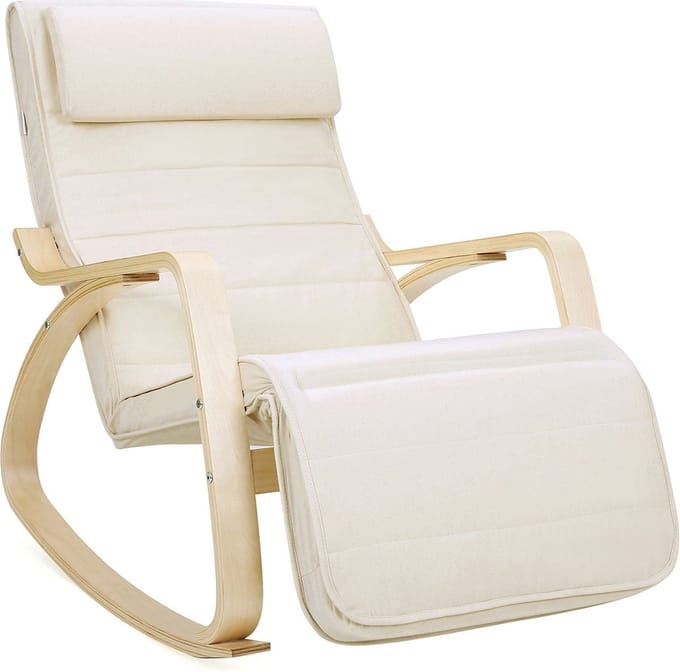 Schommelstoel van berkenhout – Beige-natuurlijk