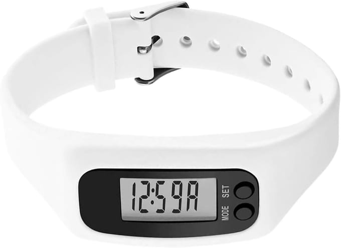 Stappenteller Horloge - Activity Tracker Pedometer - Activiteit Meten - App-vrij - 25x2.7 cm - Wit