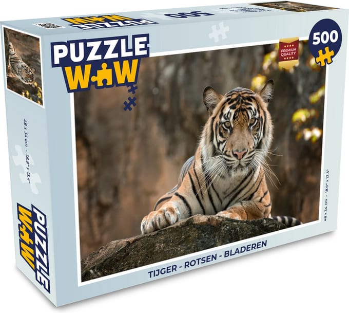 Puzzel Tijger - Rotsen - Bladeren - Legpuzzel - Puzzel 500 stukjes