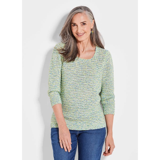 Pullover - geel / wit / gedess. - Gr. 50 van Goldner Fashion