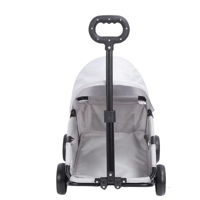Opvouwbare Hondenbuggy met Kap 4 Wielen Huisdieren Wandelwagen voor Kleine Honden Katten Lichtgewicht Eenvoudige Montage grijs