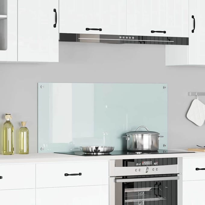 vidaXL - Keukenachterwand - Wit - 110 - x - 50 - cm - gehard - glas