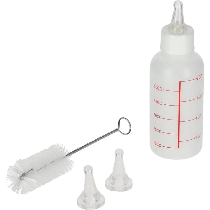 Dierenfles met 2 spenen en 1 borstel Kerbl Milky