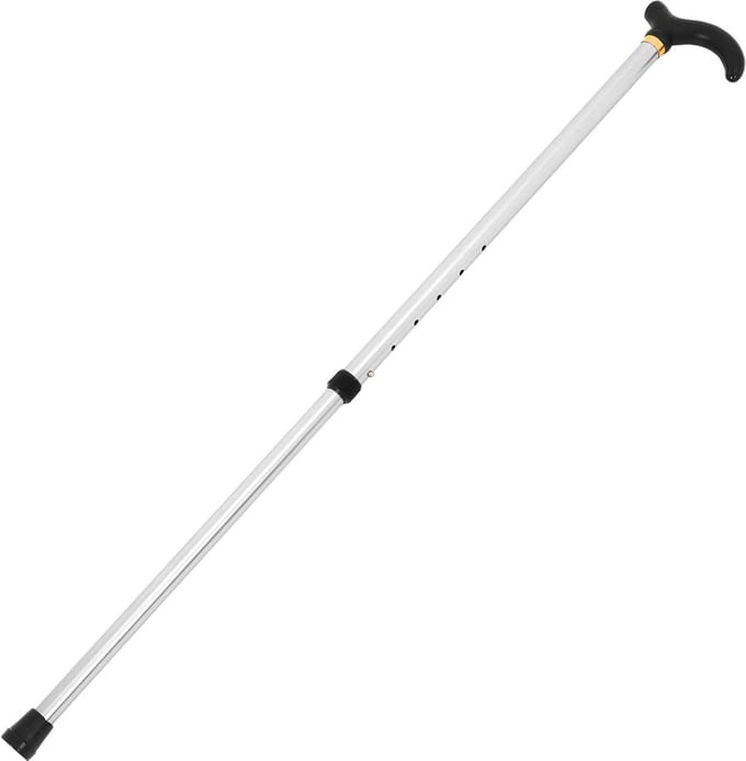 Verstelbare Loopstok - Steunstok Stabiliteit - Ondersteuning Mobiliteit - Antislip Basis - 90 cm - Zilver