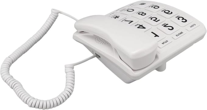 Vaste Telefoon - Seniorentelefoon Thuis - Gemakkelijk Bellen - Grote Knoppen - 21 x 20 x 7 cm - Wit
