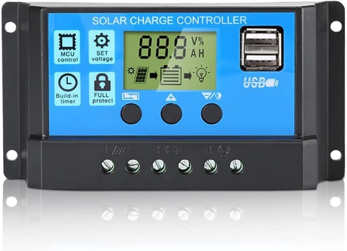 30A Solar Laadregelaar 12V/24V voor Zonnepaneel Batterij met LCD Scherm en Dubbele USB