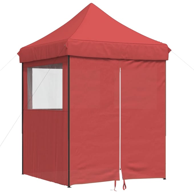 vidaXL - Partytent - inklapbaar - pop-up - met - 4 - zijwanden - bordeauxrood