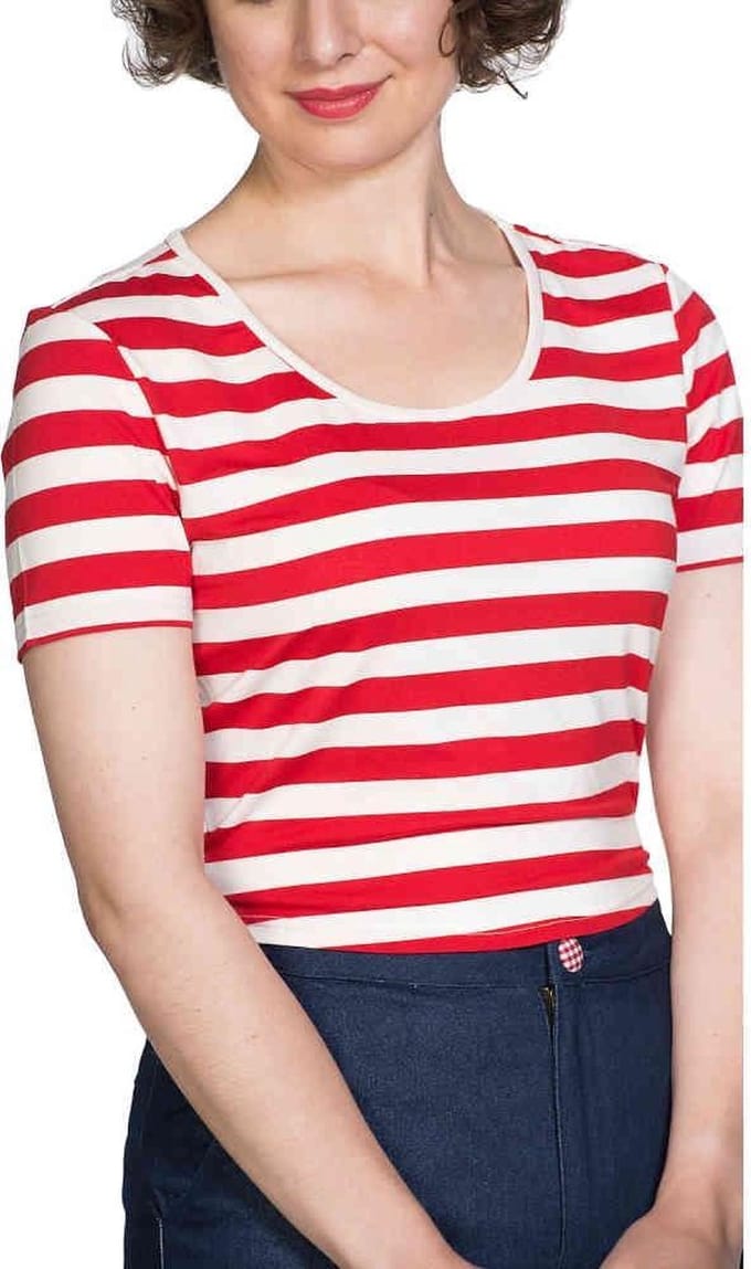 Dancing Days - LAND AHOY Dames T-shirt - 2XL - Rood/Wit