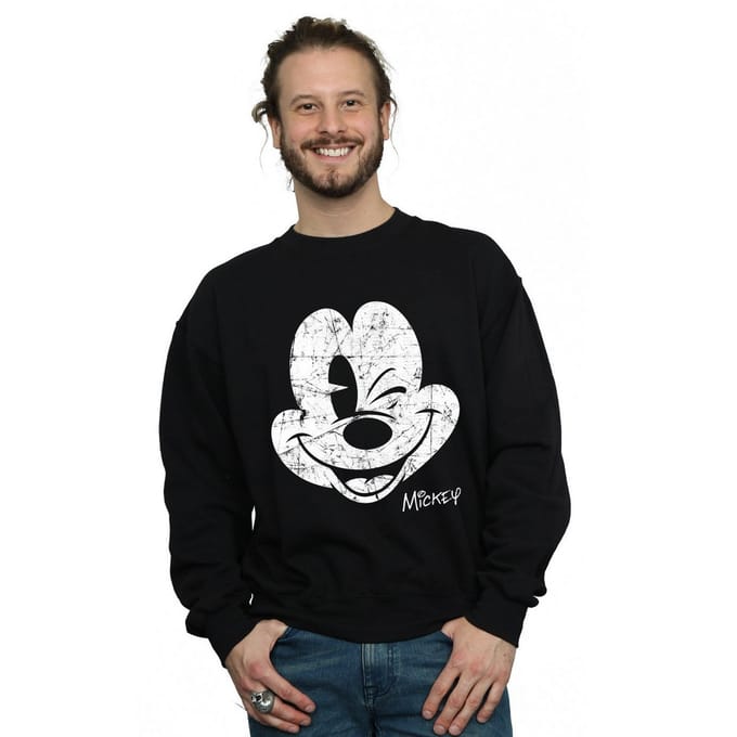 Disney Heren Mickey Mouse Gezicht Sweatshirt (Zwart)