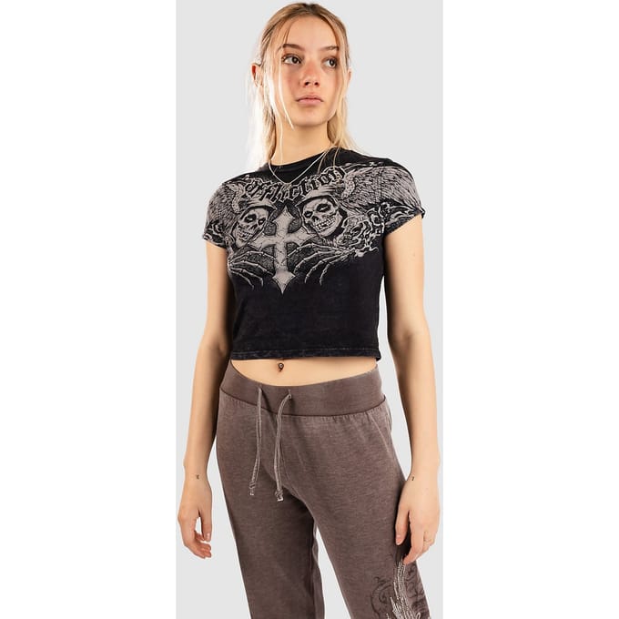 Affliction Misfits Wing Baby T-Shirt zwart