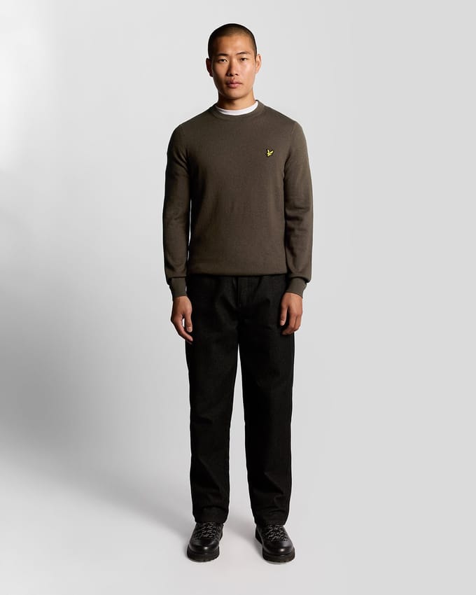 Lyle & Scott Cotton merino crew neck jumper - espresso