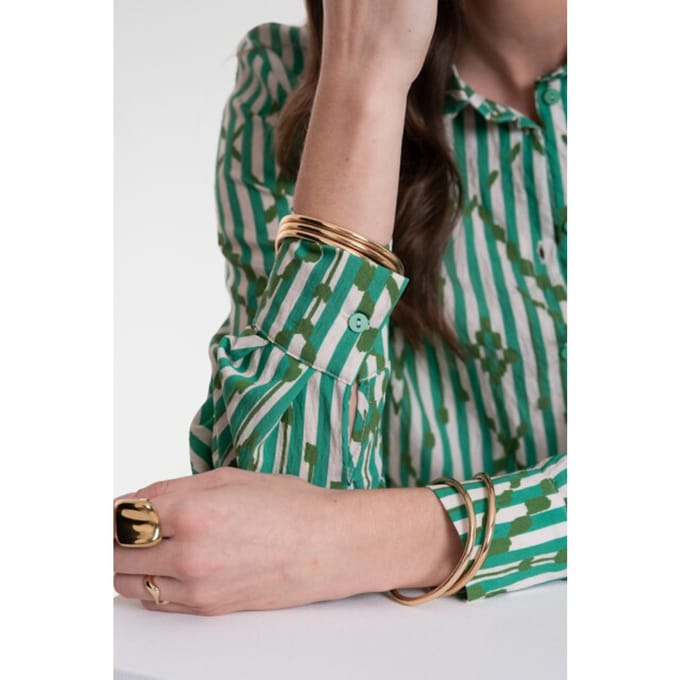 Geisha Blouse Ecru/green Taglia: S | Maglie a manica lunga Outlet | Donna | Marrone