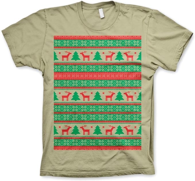 Heren Tshirt -S- Christmas Knit Pattern Groen