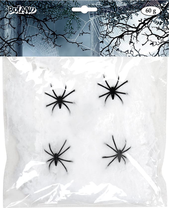 Boland - Spinrag met spinnen 60 g wit - Horror - Horror