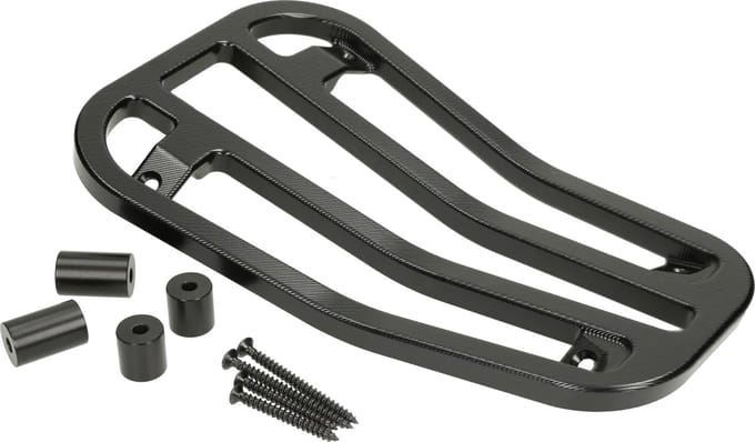 Bagagedrager treeplank CNC aluminium Vespa Primavera, Sprint zwart