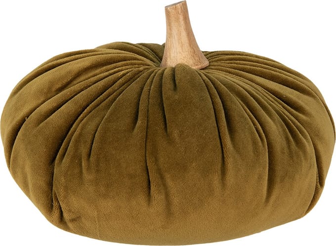 Clayre & Eef Decoratie Pompoen Ø 25x16 cm Groen Polyester Herfst decoratie