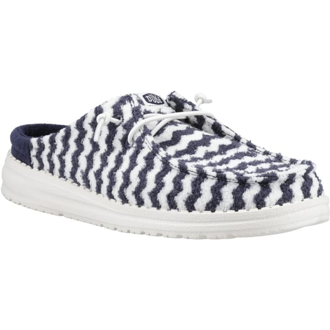 HEYDUDE Wendy Slip Terry Stripe Polyester Dames Navy Blazer/Egret Mules