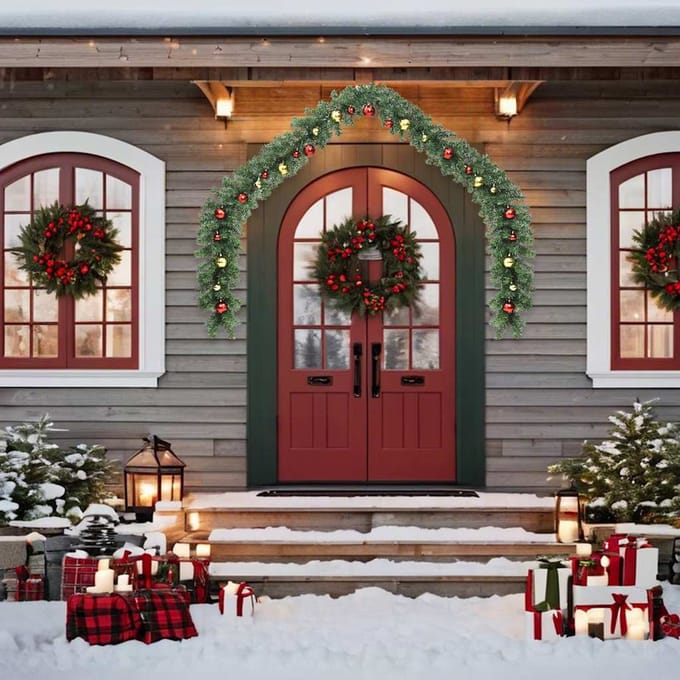 vidaXL - Kerstslinger - versierd - met - kerstballen - en - LED-lampjes - 5 - m